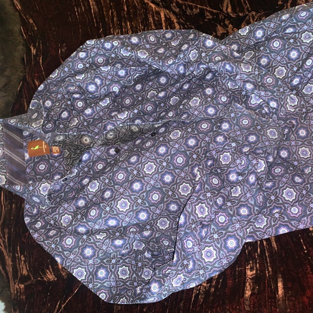 TaylorByrd Mens Dress Shirt Long Sleeve Blue Large